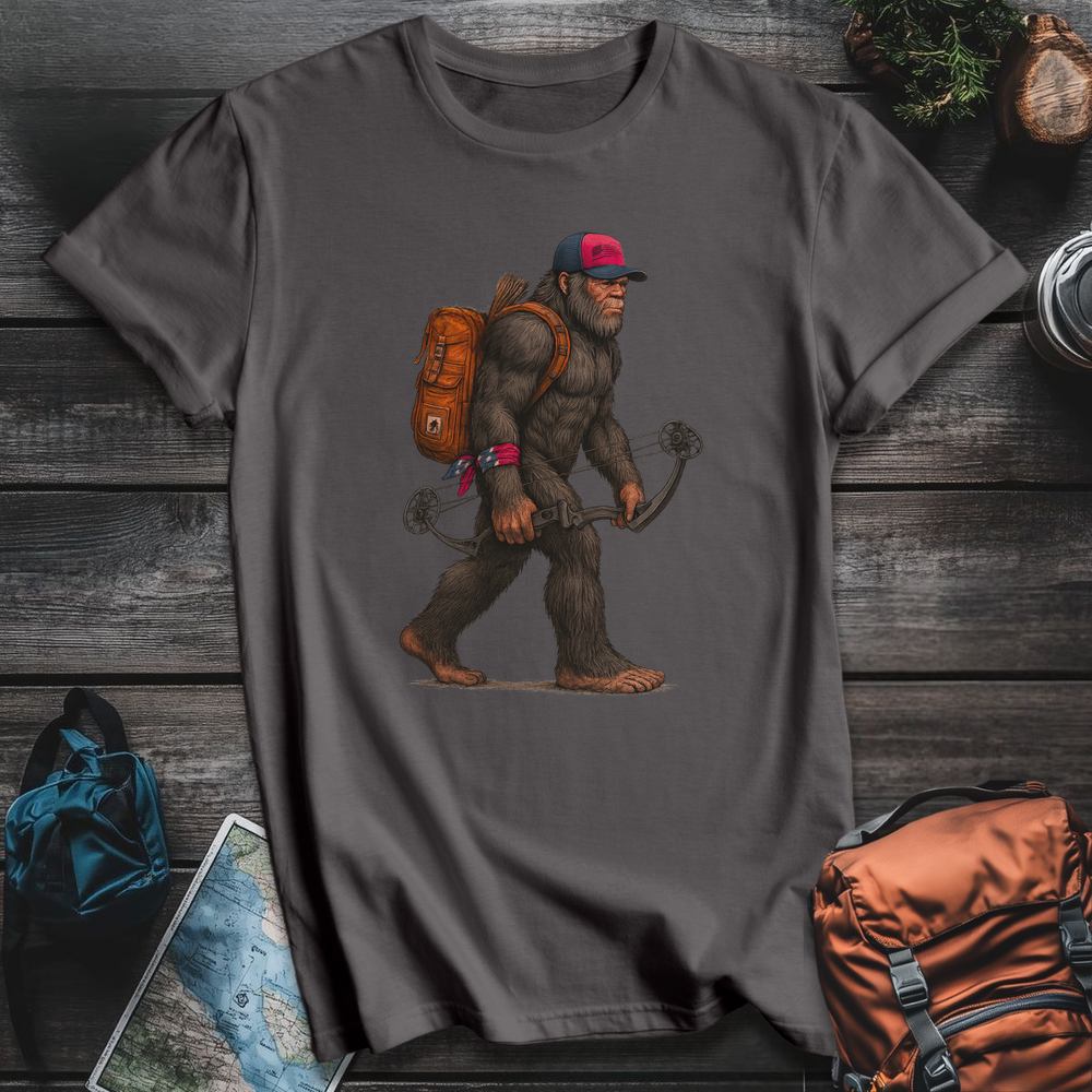 Printify T-Shirt Charcoal / S Bigfoot 'Merica Hunter T-Shirt