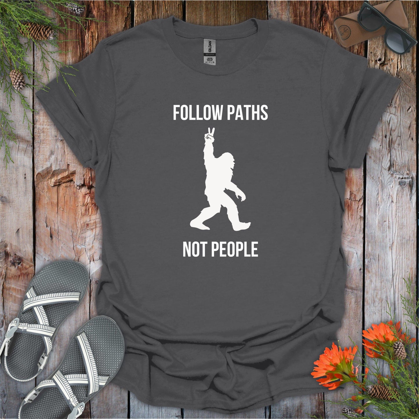 Printify T-Shirt Charcoal / S Bigfoot Paths Not People T-Shirt