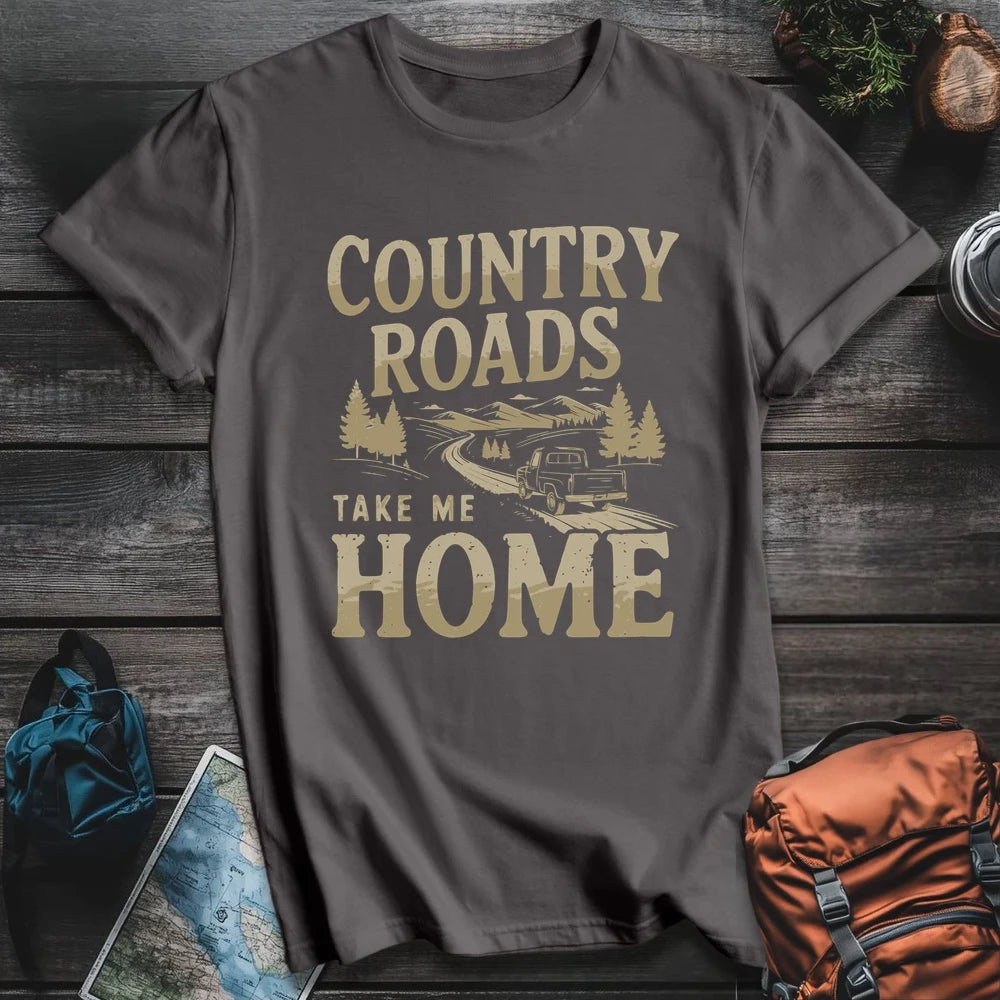 Printify T-Shirt Charcoal / S Country Roads T-Shirt