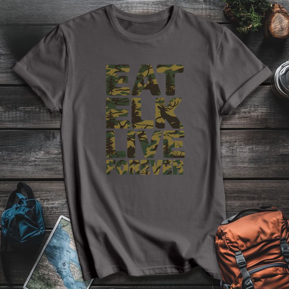 Printify T-Shirt Charcoal / S Eat Elk T-Shirt