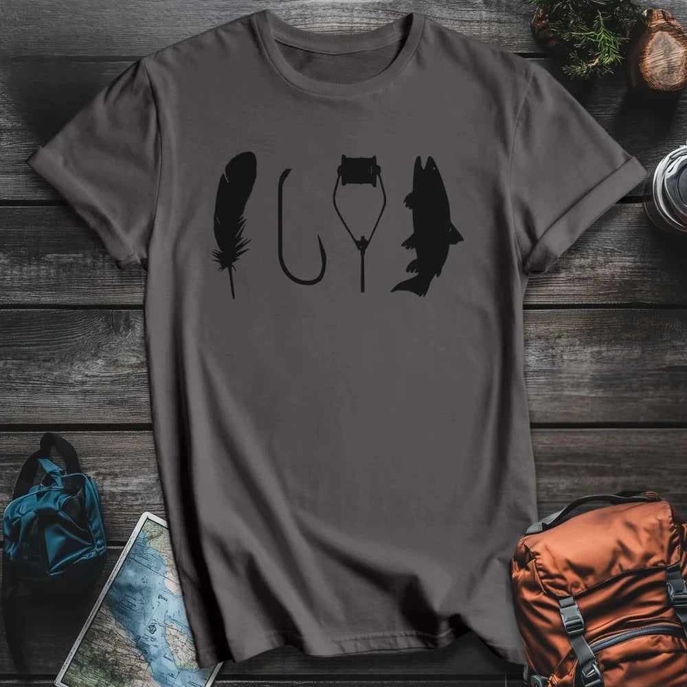 Printify T-Shirt Charcoal / S Fly Tying T-Shirt