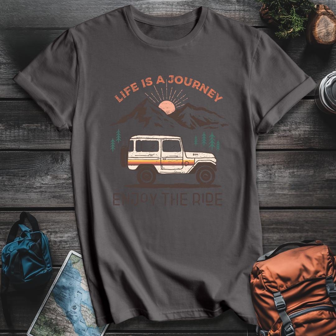 Printify T-Shirt Charcoal / S Life Is A Journey Enjoy Ride T-Shirt