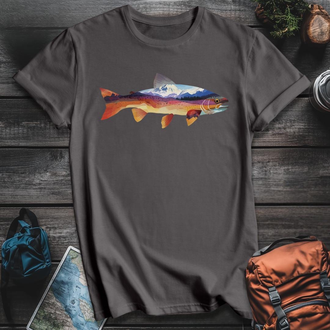Printify T-Shirt Charcoal / S Mountain Trout T-Shirt