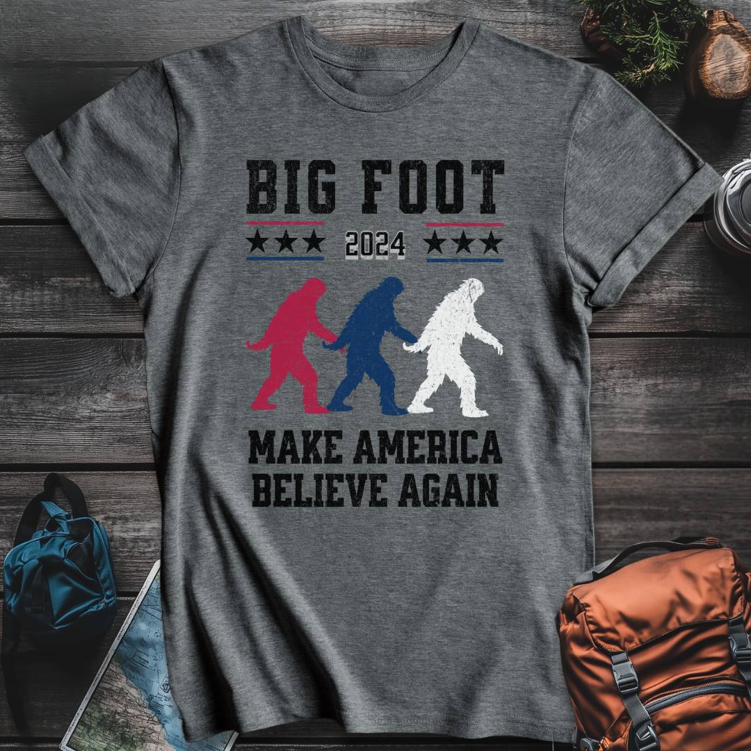 Printify T-Shirt Dark Heather / S Bigfoot For President T-Shirt
