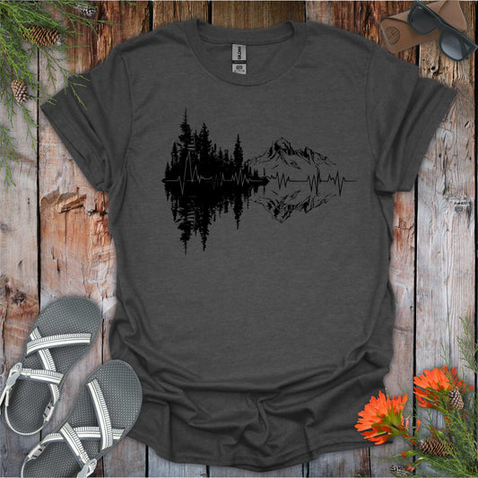 Printify T-Shirt Dark Heather / S Mountain Reflection EKG T-Shirt