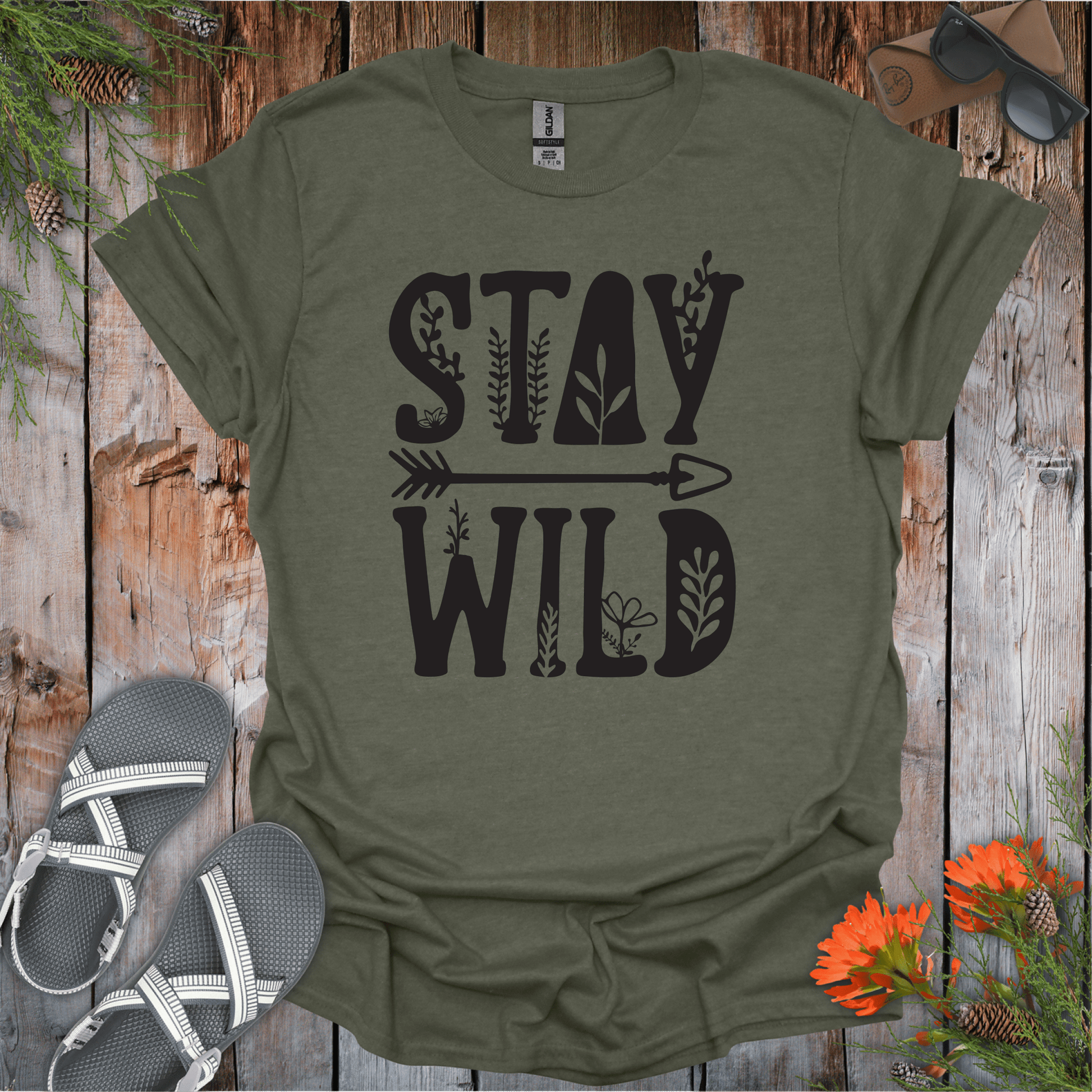 Printify T-Shirt Heather Military Green / S Stay Wild T-Shirt