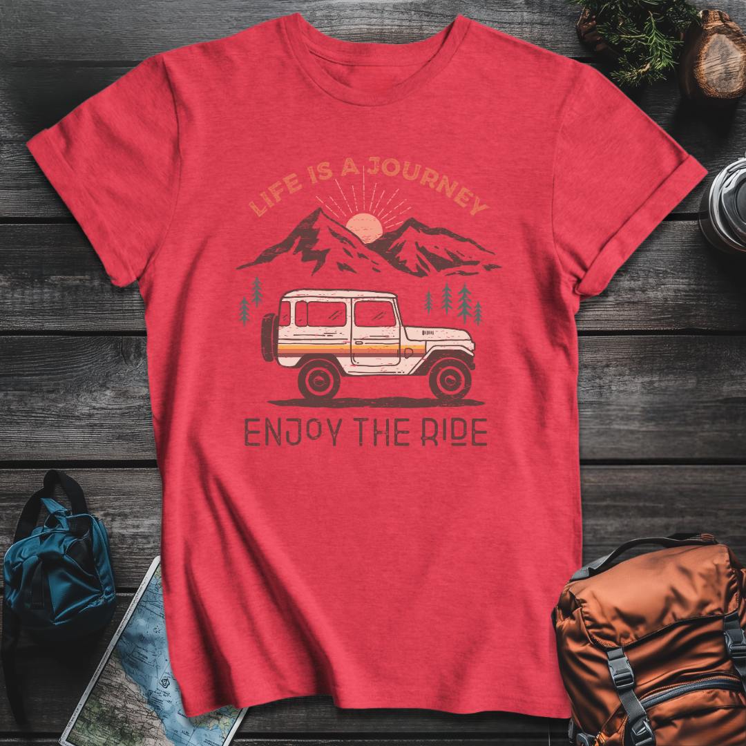 Printify T-Shirt Heather Red / S Life Is A Journey Enjoy Ride T-Shirt