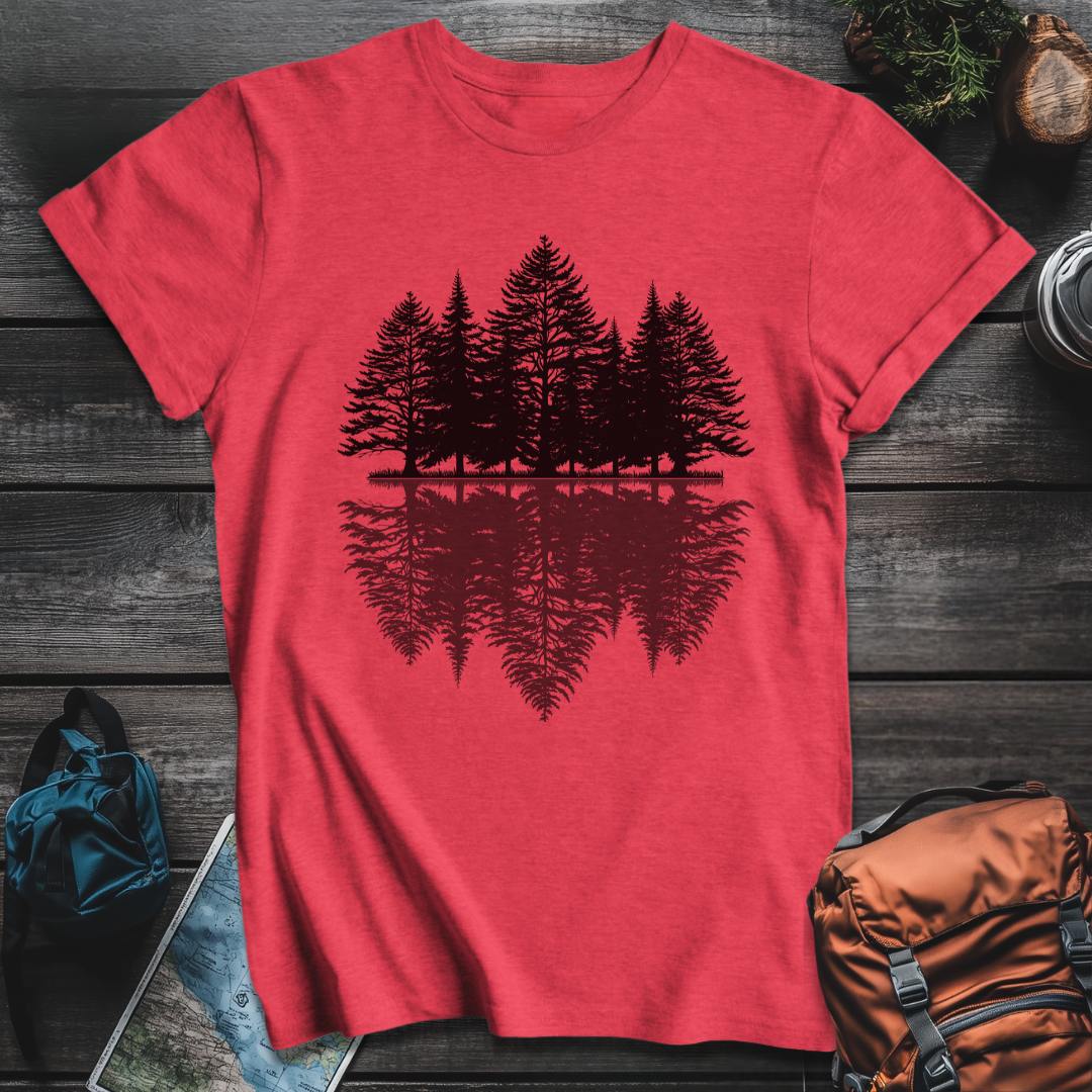 Printify T-Shirt Heather Red / S Pine Trees Reflection T-Shirt