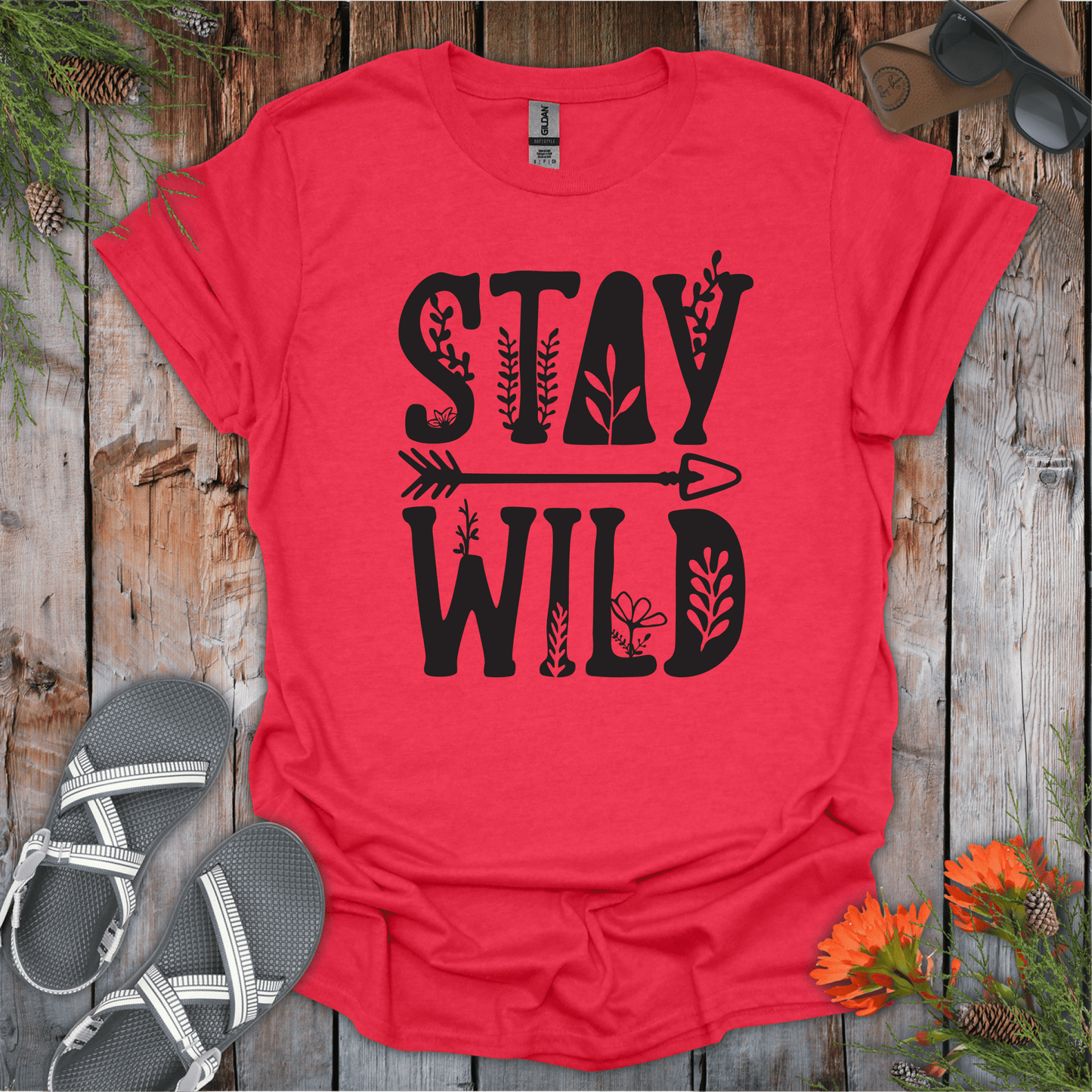 Printify T-Shirt Heather Red / S Stay Wild T-Shirt