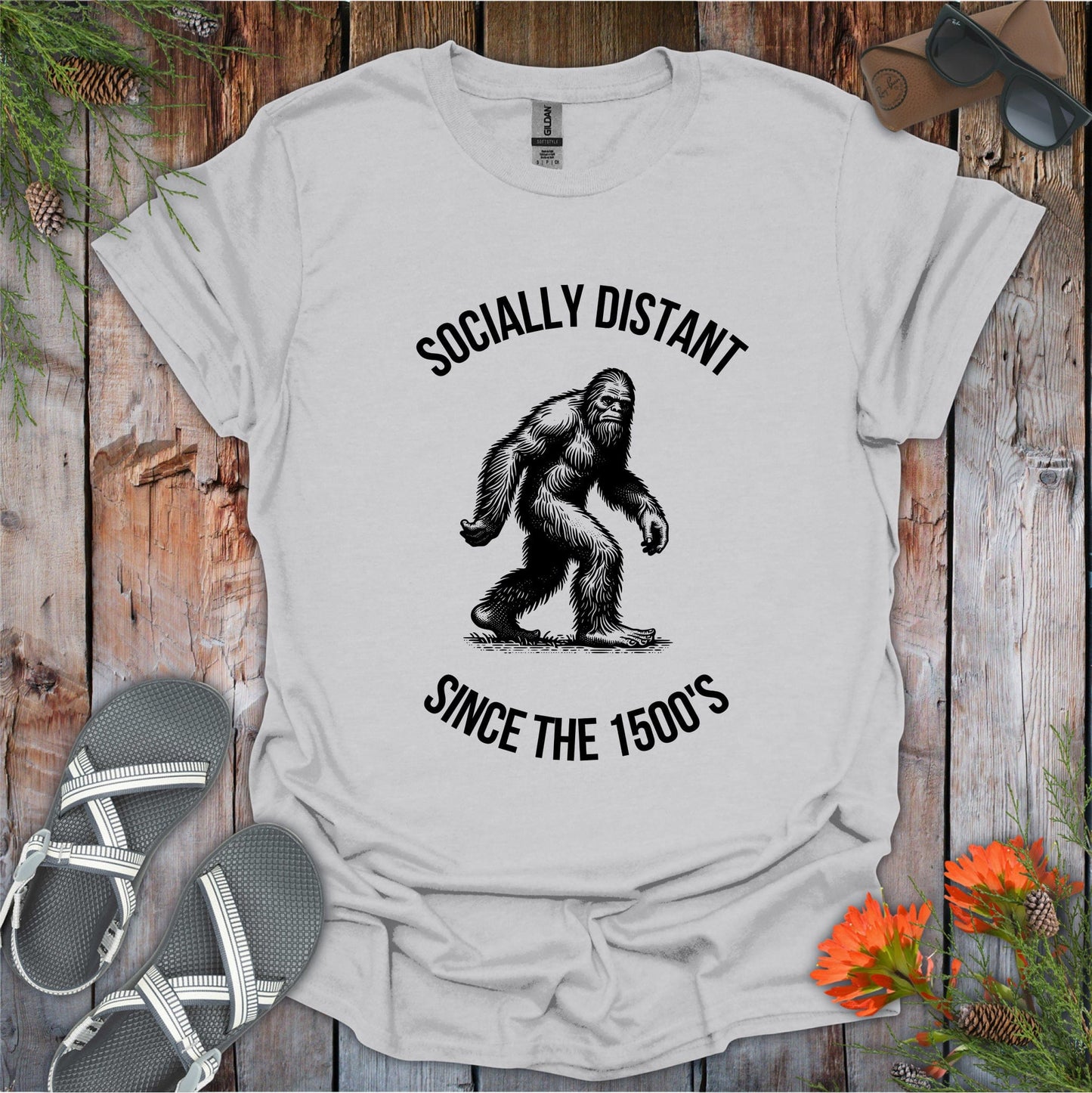 Printify T-Shirt Ice Grey / S Bigfoot Socially Distant Since the 1500s T-Shirt