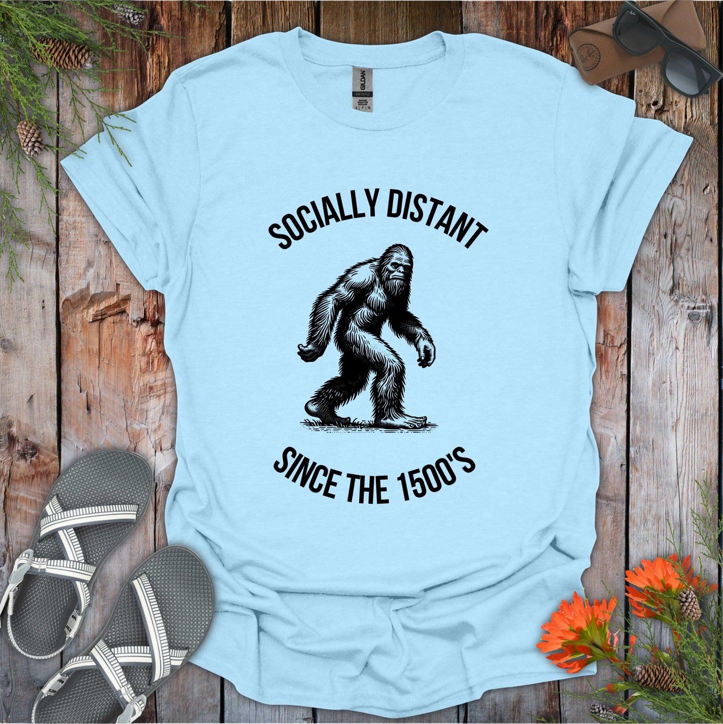 Printify T-Shirt Light Blue / S Bigfoot Socially Distant Since the 1500s T-Shirt