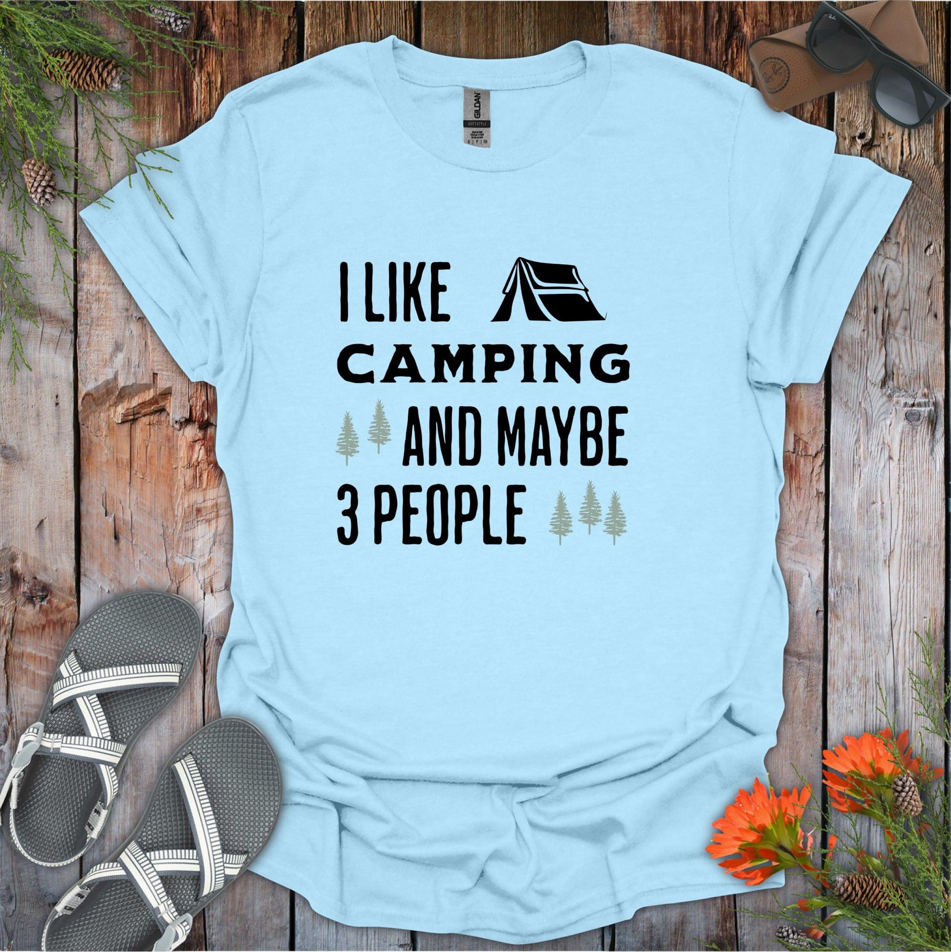 Printify T-Shirt Light Blue / S I Like Camping and 3 People T-Shirt