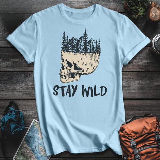 Printify T-Shirt Light Blue / S Stay Wild Skull T-Shirt