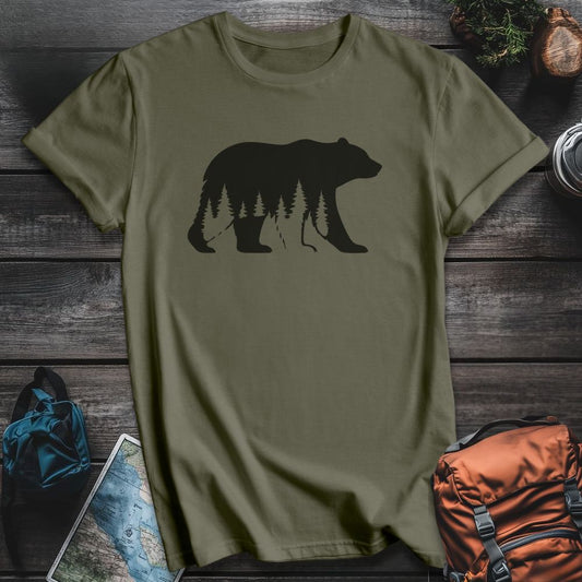 Printify T-Shirt Military Green / S Bear Wilderness T-Shirt