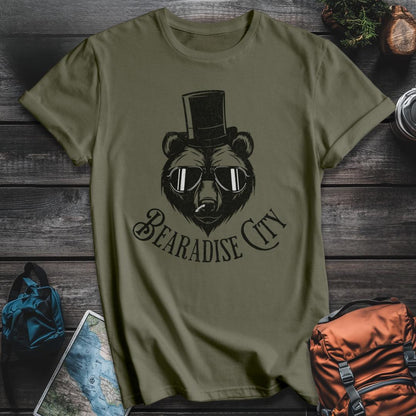 Printify T-Shirt Military Green / S Bearadise City T-Shirt