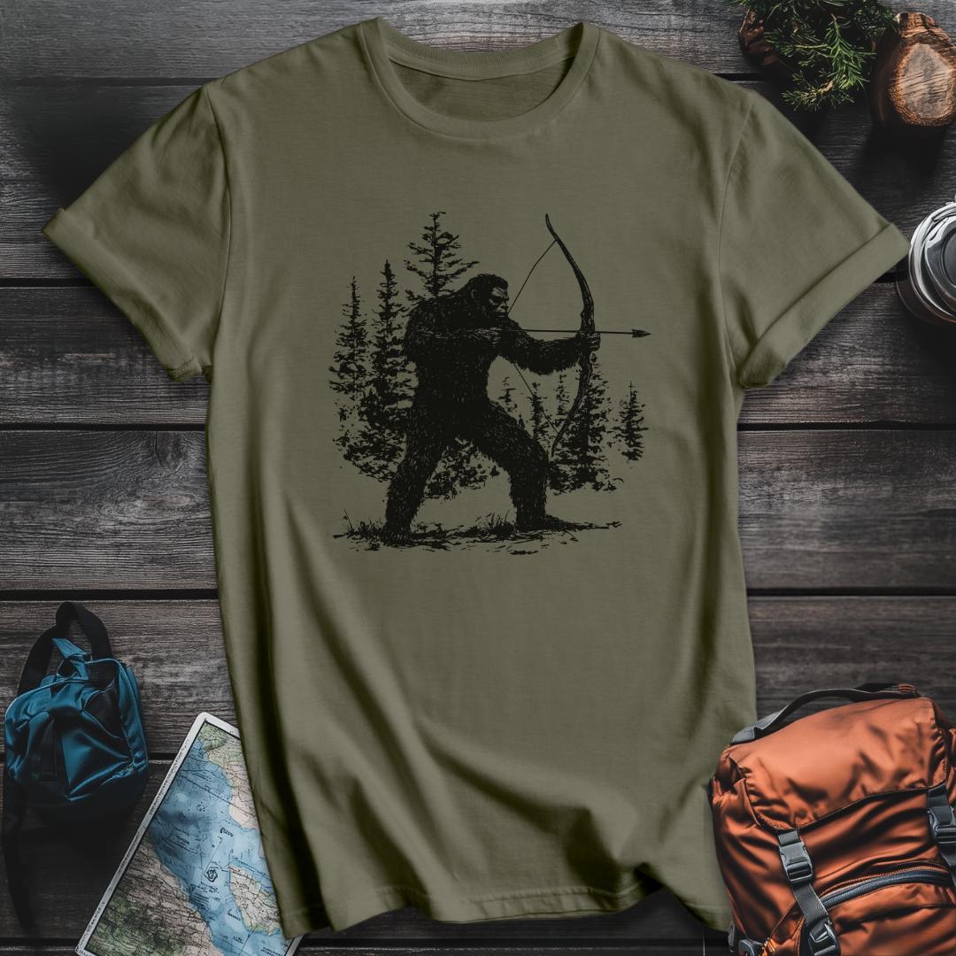 Printify T-Shirt Military Green / S Bigfoot Bow Hunter T-Shirt