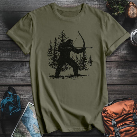 Printify T-Shirt Military Green / S Bigfoot Bow Hunter T-Shirt