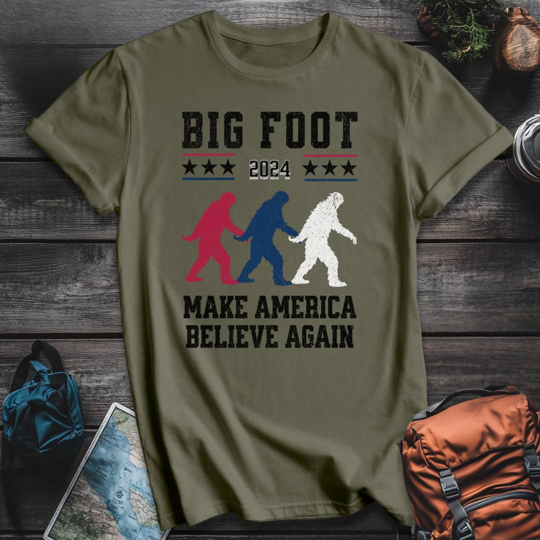 Printify T-Shirt Military Green / S Bigfoot For President T-Shirt