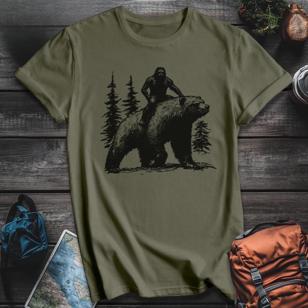 Printify T-Shirt Military Green / S Bigfoot Forest Ride T-shirt