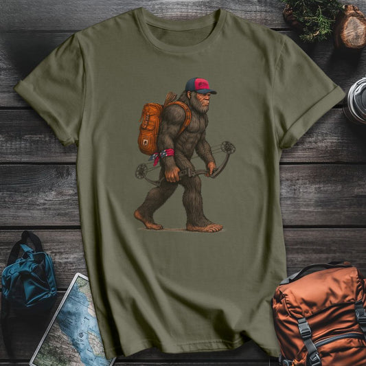 Printify T-Shirt Military Green / S Bigfoot 'Merica Hunter T-Shirt