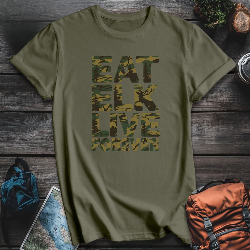 Printify T-Shirt Military Green / S Eat Elk T-Shirt