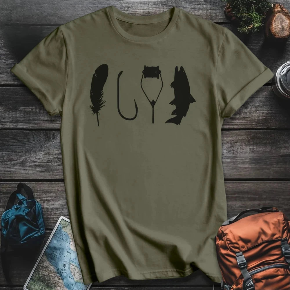 Printify T-Shirt Military Green / S Fly Tying T-Shirt