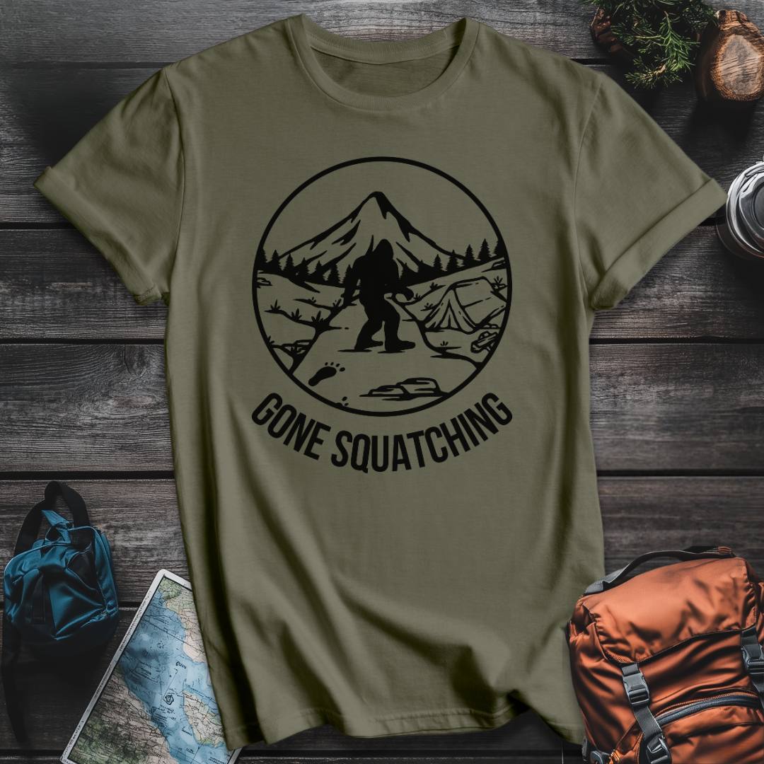 Printify T-Shirt Military Green / S Gone Squatching T-Shirt