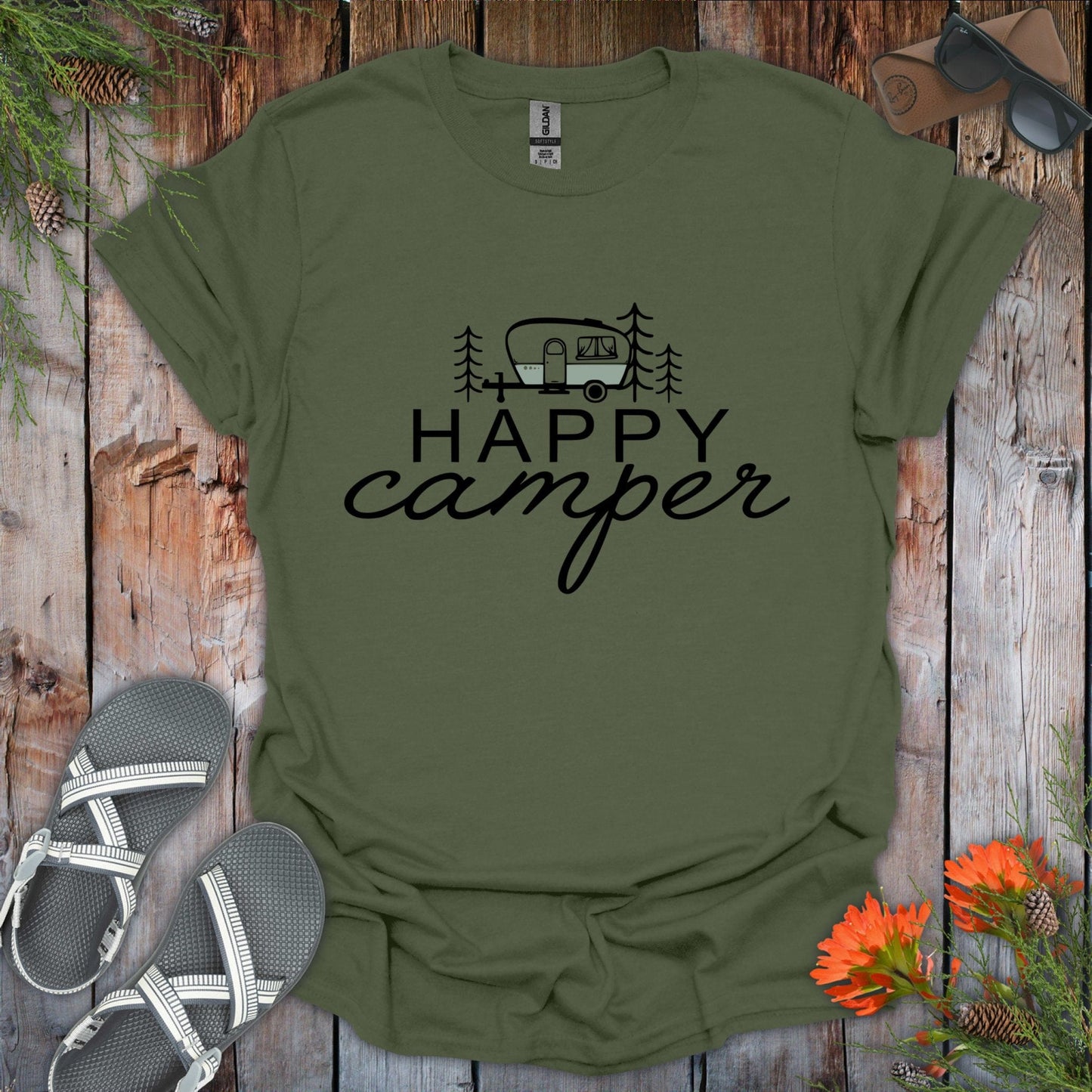 Happy Camper Green T-Shirt