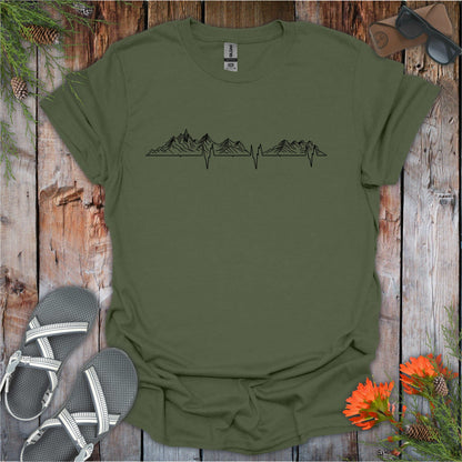 Printify T-Shirt Military Green / S Mountain Love EKG T-Shirt