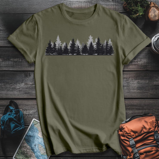 Printify T-Shirt Military Green / S Pine Trees T-Shirt