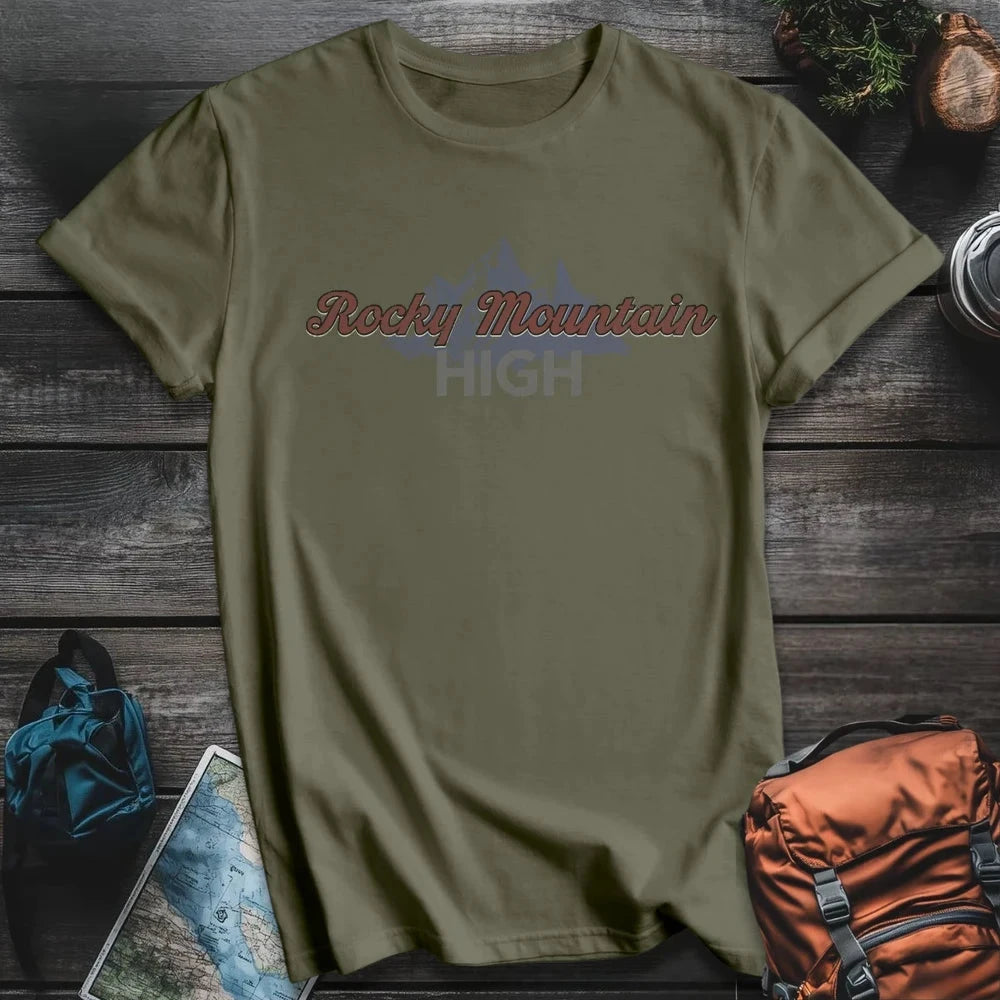 Printify T-Shirt Military Green / S Rocky Mountain High T-Shirt