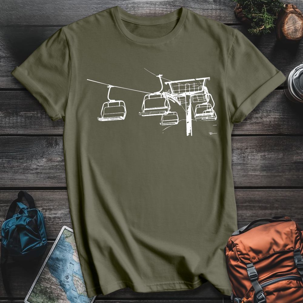 Printify T-Shirt Military Green / S Ski Lift T-Shirt