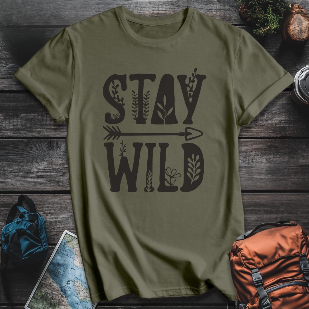 Printify T-Shirt Military Green / S Stay Wild T-Shirt