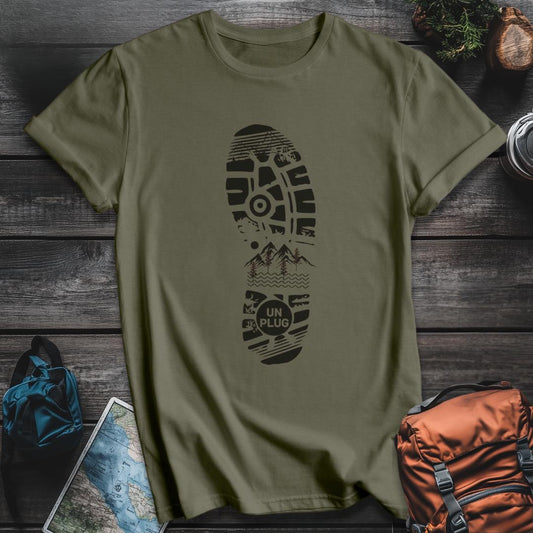 Printify T-Shirt Military Green / S Unplug Boot T-Shirt