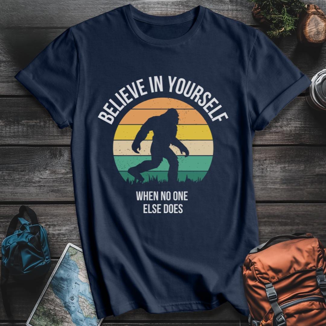 Printify T-Shirt Navy / S Bigfoot Believer In You T-Shirt