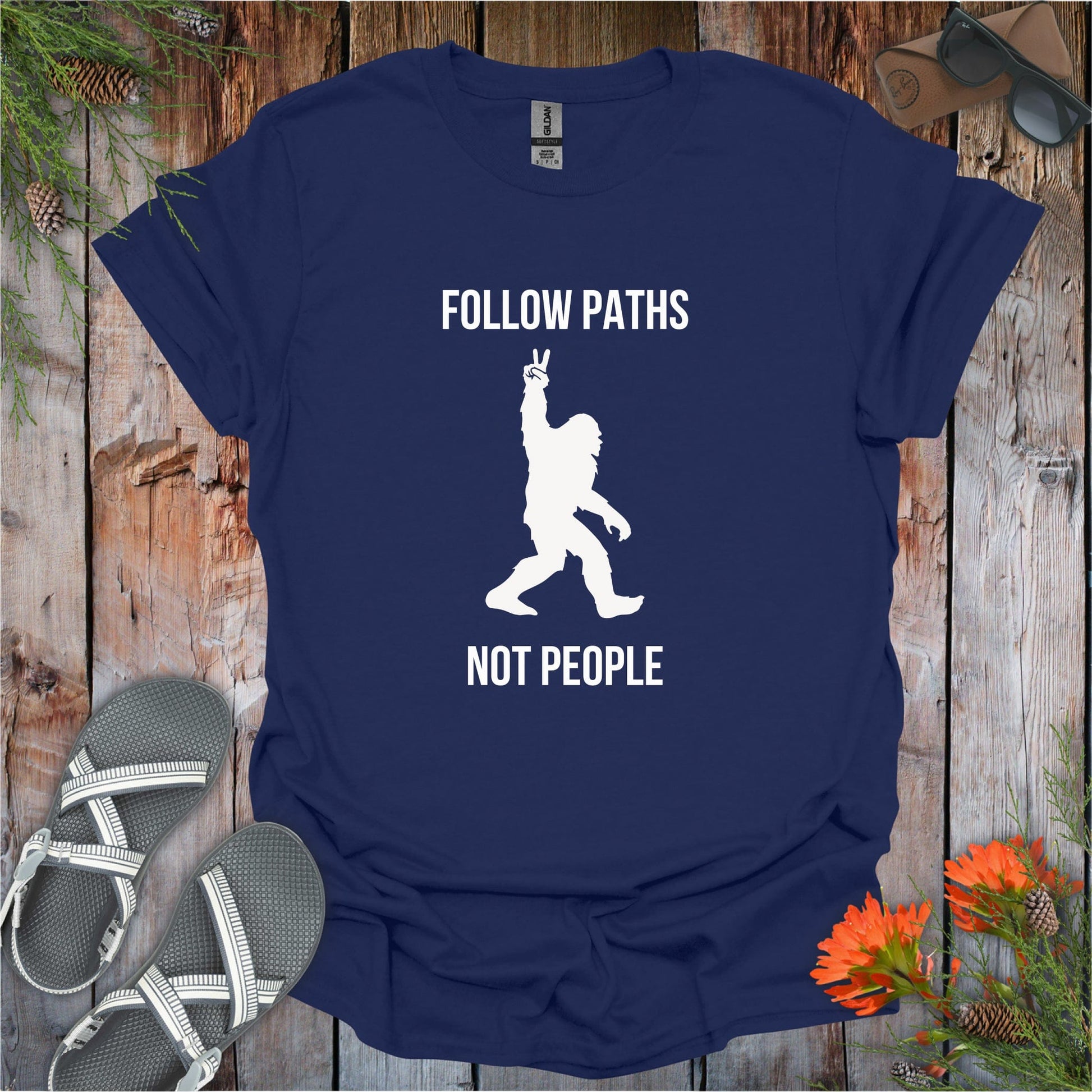 Printify T-Shirt Navy / S Bigfoot Paths Not People T-Shirt