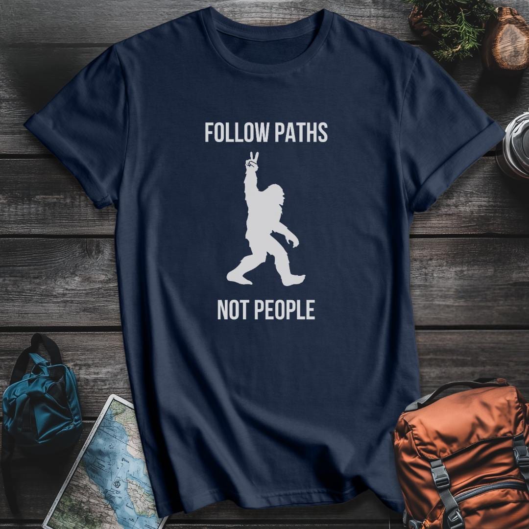 Printify T-Shirt Navy / S Bigfoot Paths Not People T-Shirt
