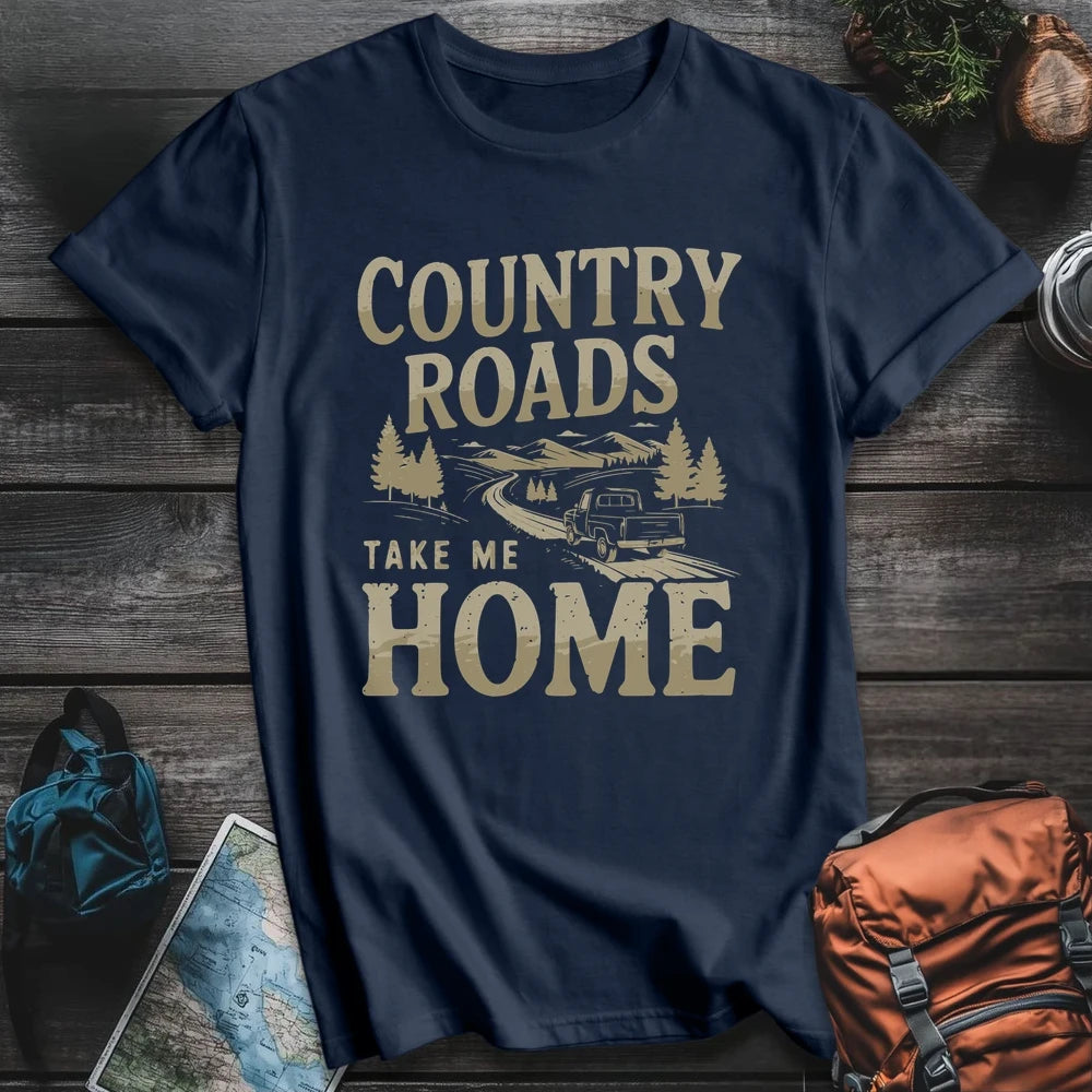 Printify T-Shirt Navy / S Country Roads T-Shirt