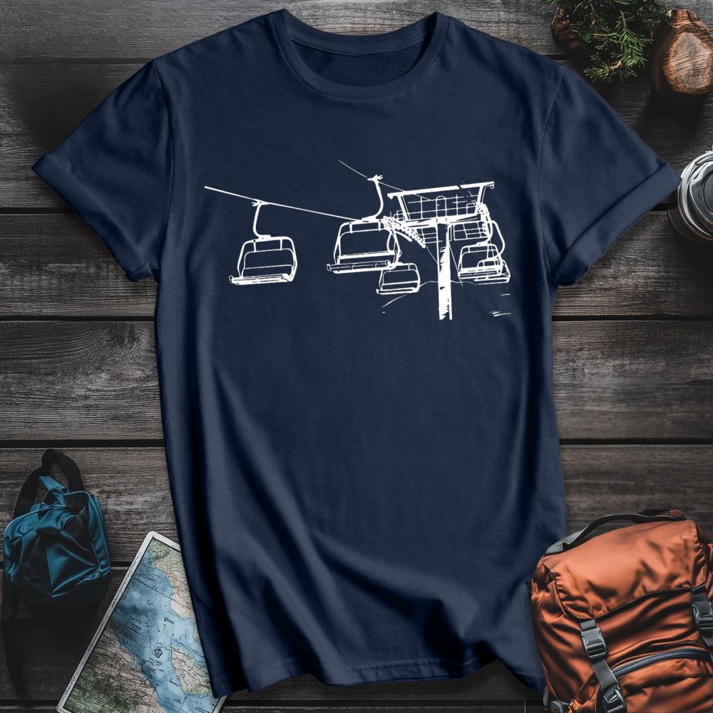 Printify T-Shirt Navy / S Ski Lift T-Shirt