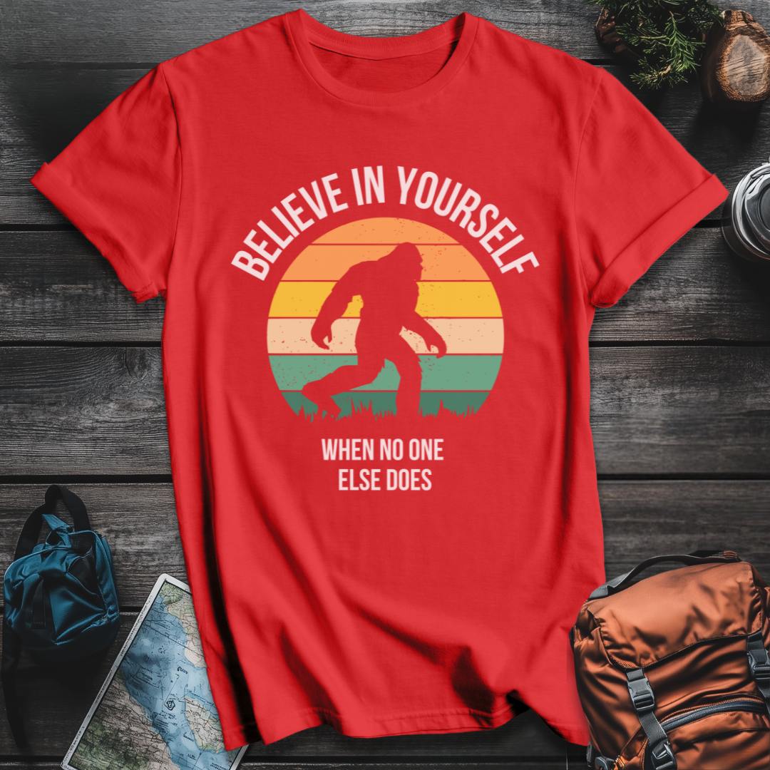 Printify T-Shirt Red / S Bigfoot Believer In You T-Shirt