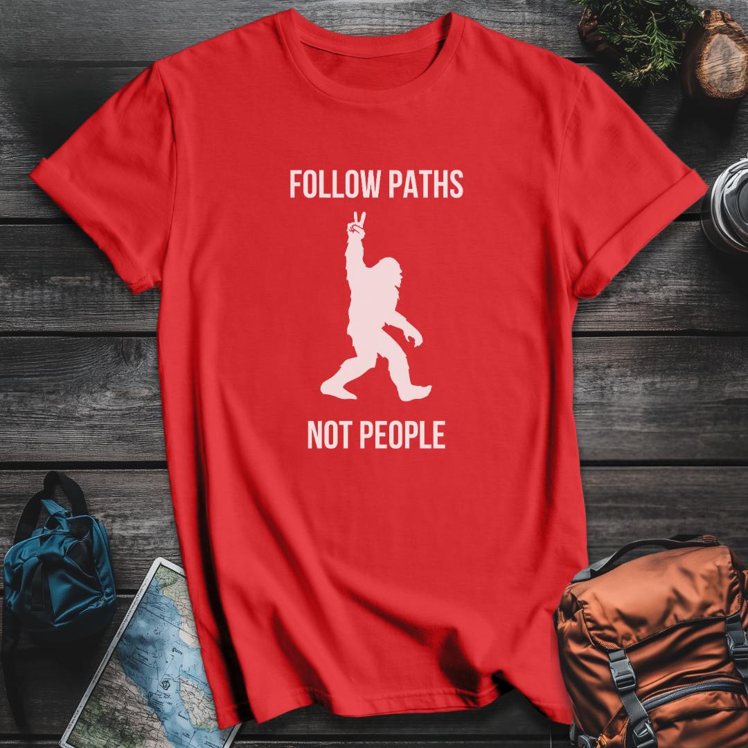 Printify T-Shirt Red / S Bigfoot Paths Not People T-Shirt