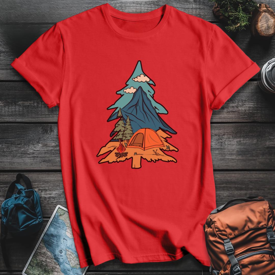Printify T-Shirt Red / S Camping Pine T-Shirt