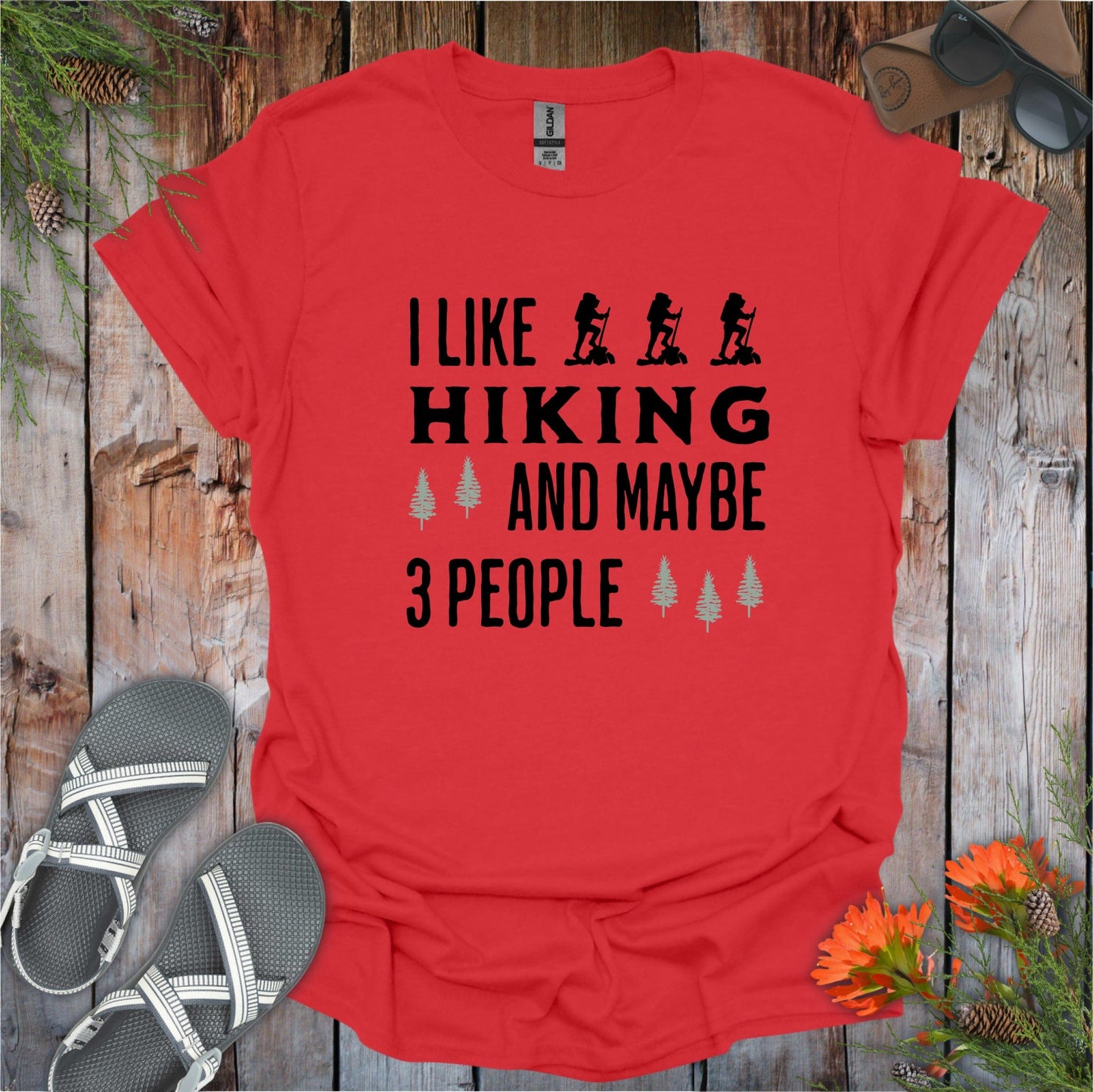 I Like Hiking and 3 people T-Shirt