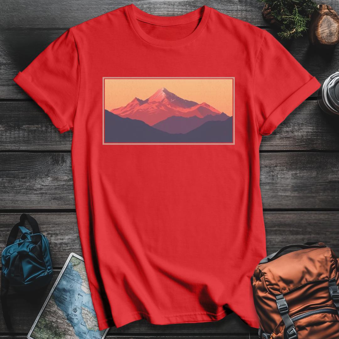 Printify T-Shirt Red / S Mountain Sun T-Shirt