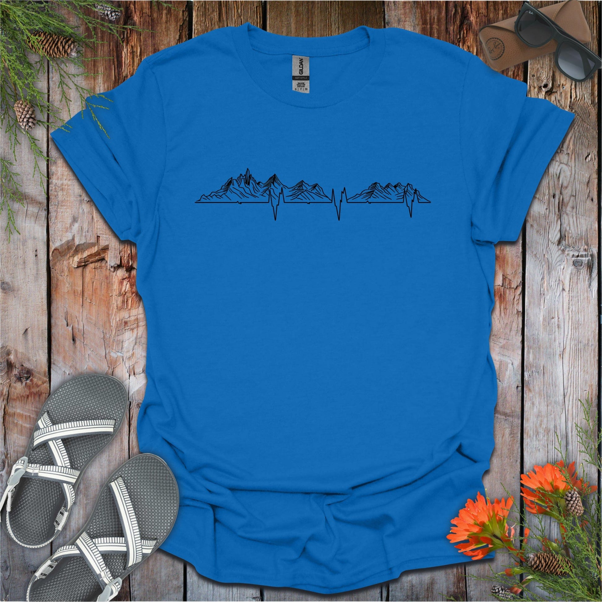 Printify T-Shirt Royal / S Mountain Love EKG T-Shirt