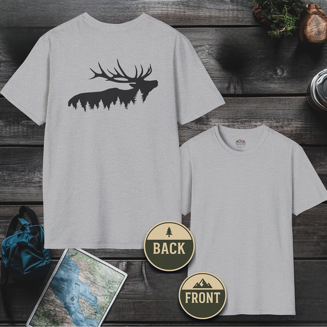 Printify T-Shirt Sport Grey / S Elk Wilderness T-Shirt - Backprint