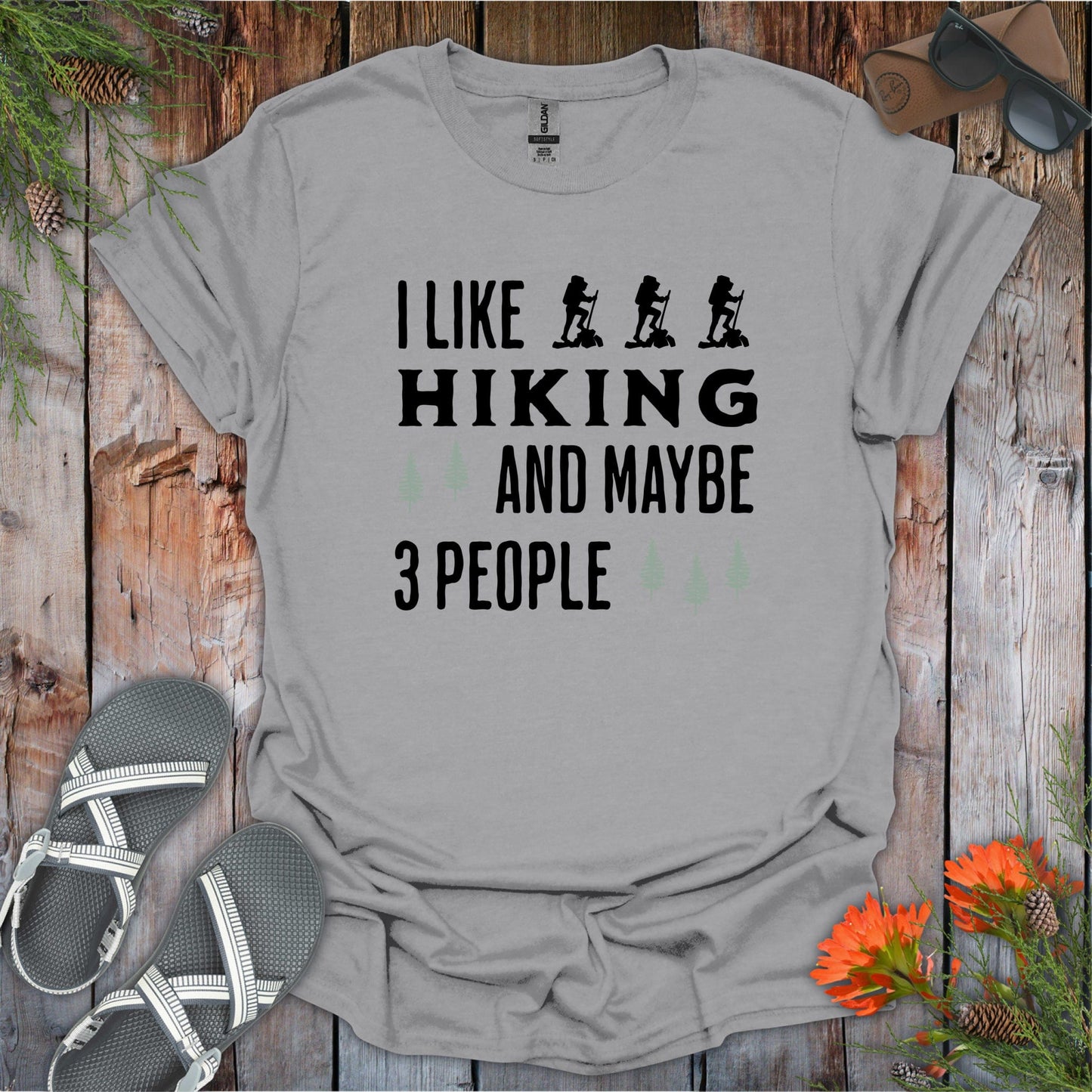 I Like Hiking and 3 people T-Shirt