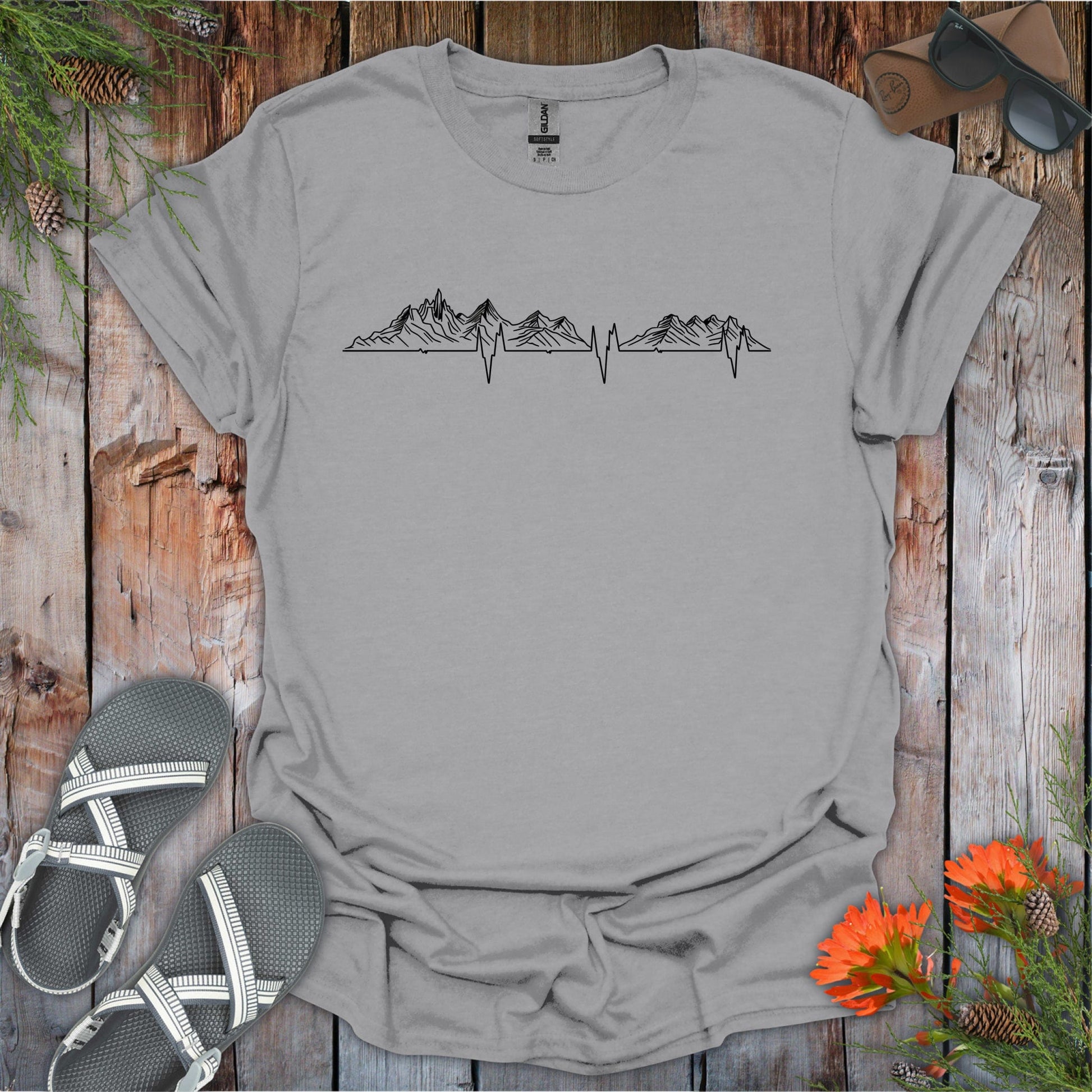 Printify T-Shirt Sport Grey / S Mountain Love EKG T-Shirt