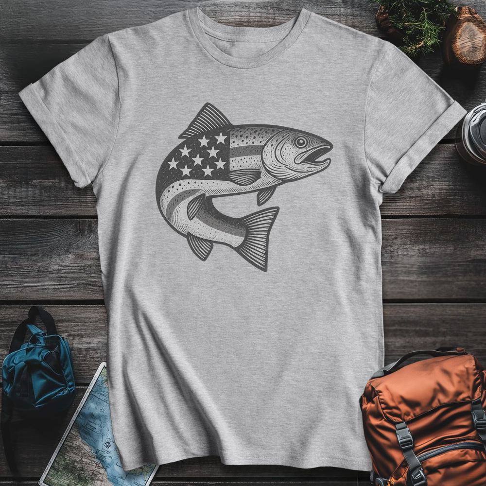 Printify T-Shirt Sport Grey / S Stars And Stripes Trout T-Shirt