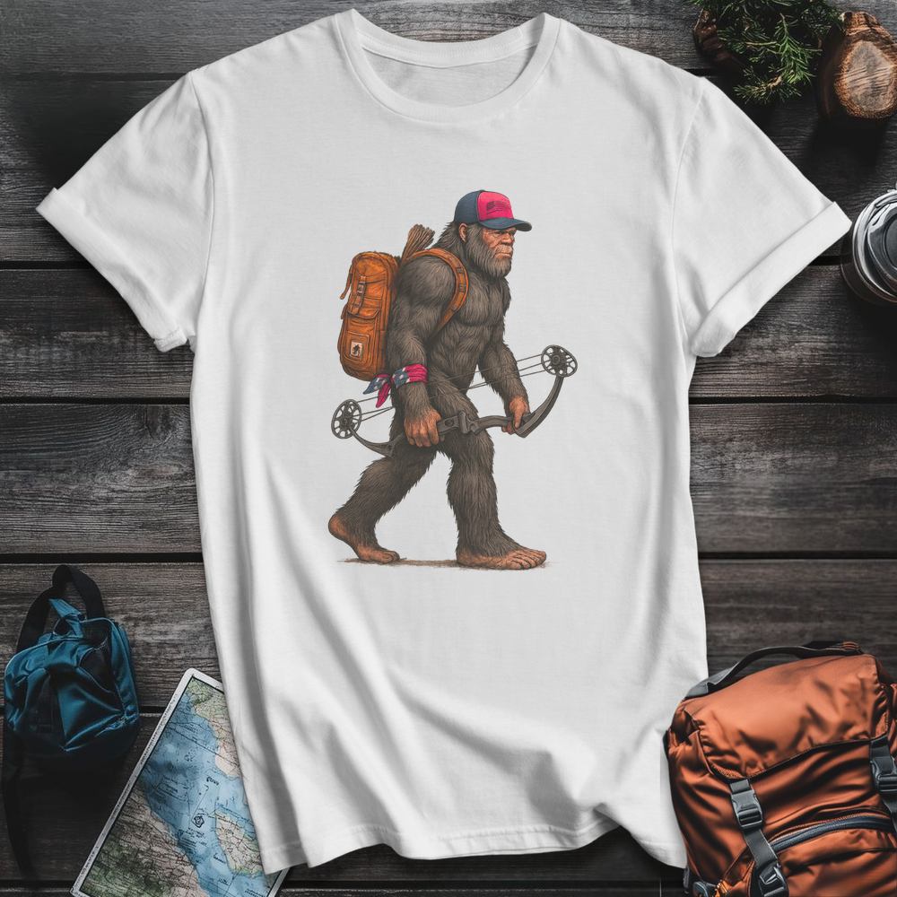 Printify T-Shirt White / S Bigfoot 'Merica Hunter T-Shirt